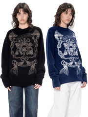 Kybecs | Autumn Winter Wool Jacquard Knit Sweater Unique Pattern Women’s Top