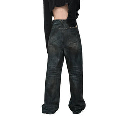 Kybecs| Women’s Retro Distressed Straight Jeans – Loose-Fit Dad-Style Washed Denim