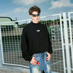 Kybecs | German Velvet Half Turtleneck Embroidered Loose Long Sleeve Top