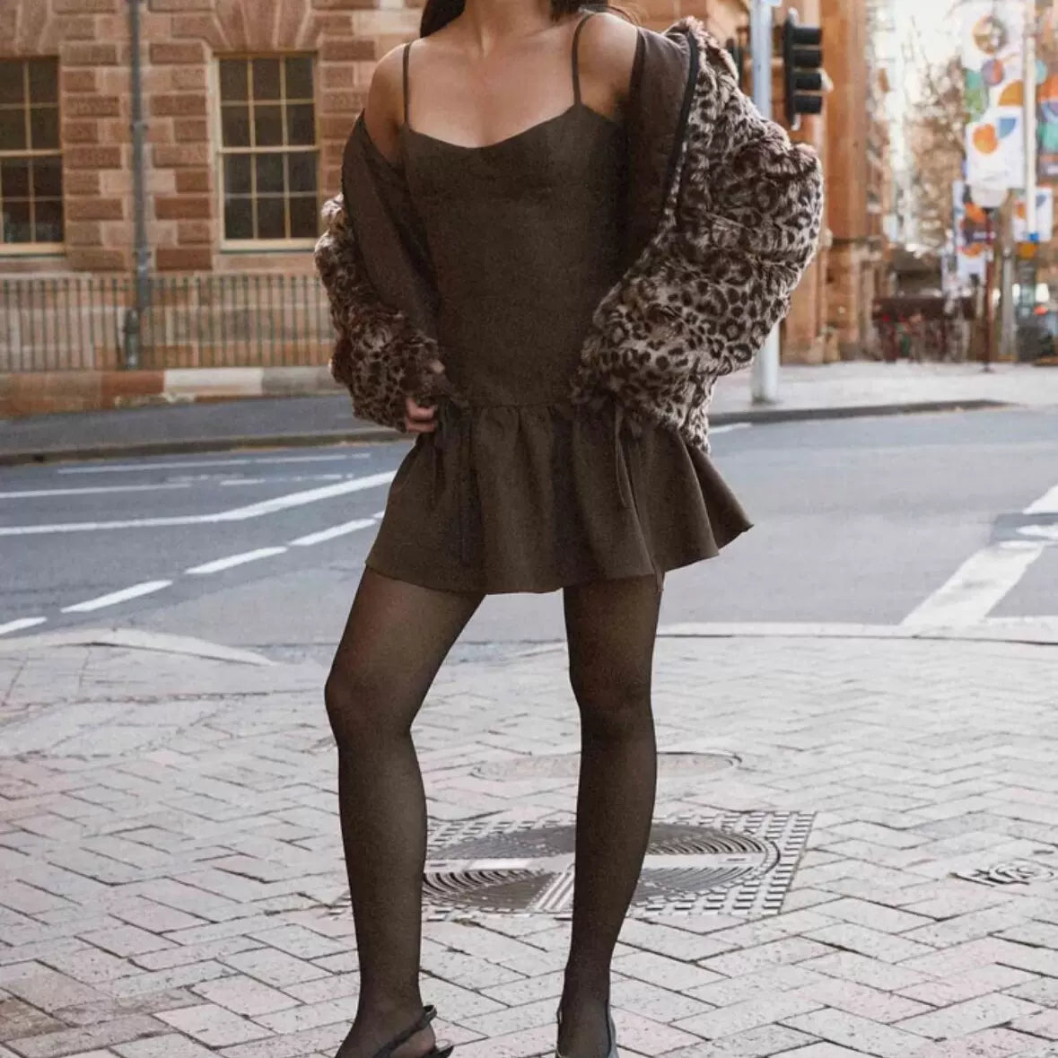 Kybecs | Ins Brown Bow Tube Top Mini Dress Slim Suspender Skirt