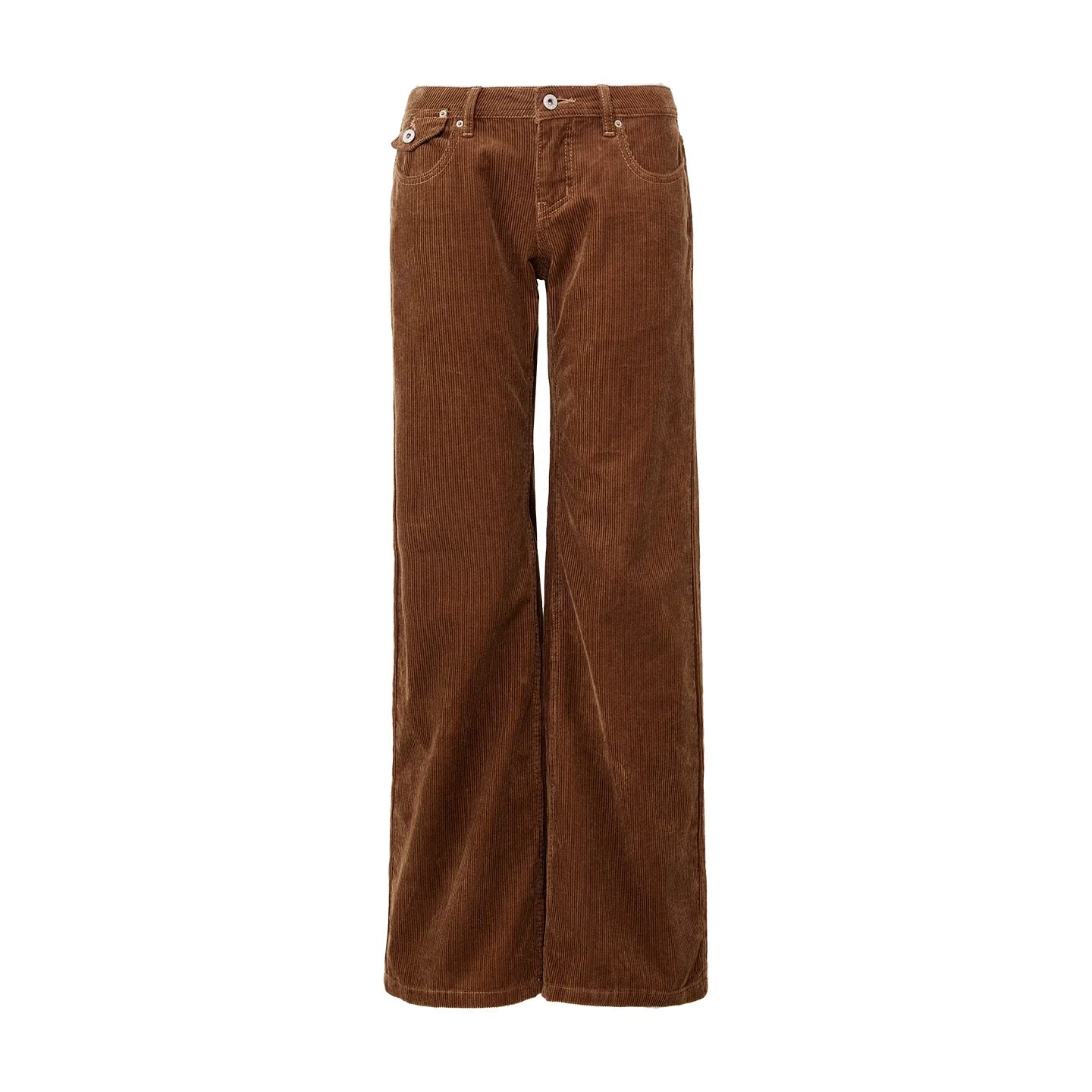 Kybecs| Women’s Vintage Cotton Corduroy Low-Waist Straight Pants – Winter Casual Trousers