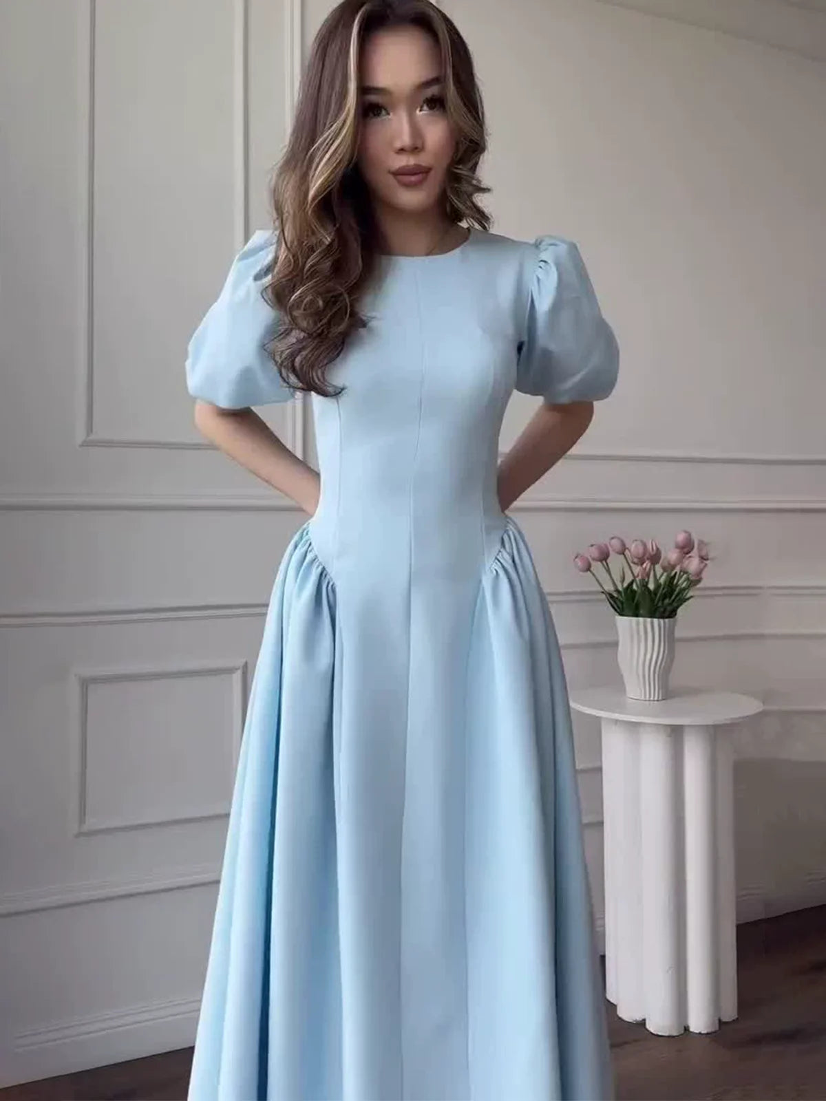 Kybecs| Short Sleeve Maxi Dress for Women – Retro Inspired Elegant Summer Style