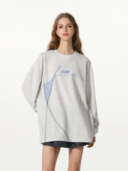 Kybecs | Contrast Line Waffle Sweatshirt Embroidered Sports Casual Long Sleeve