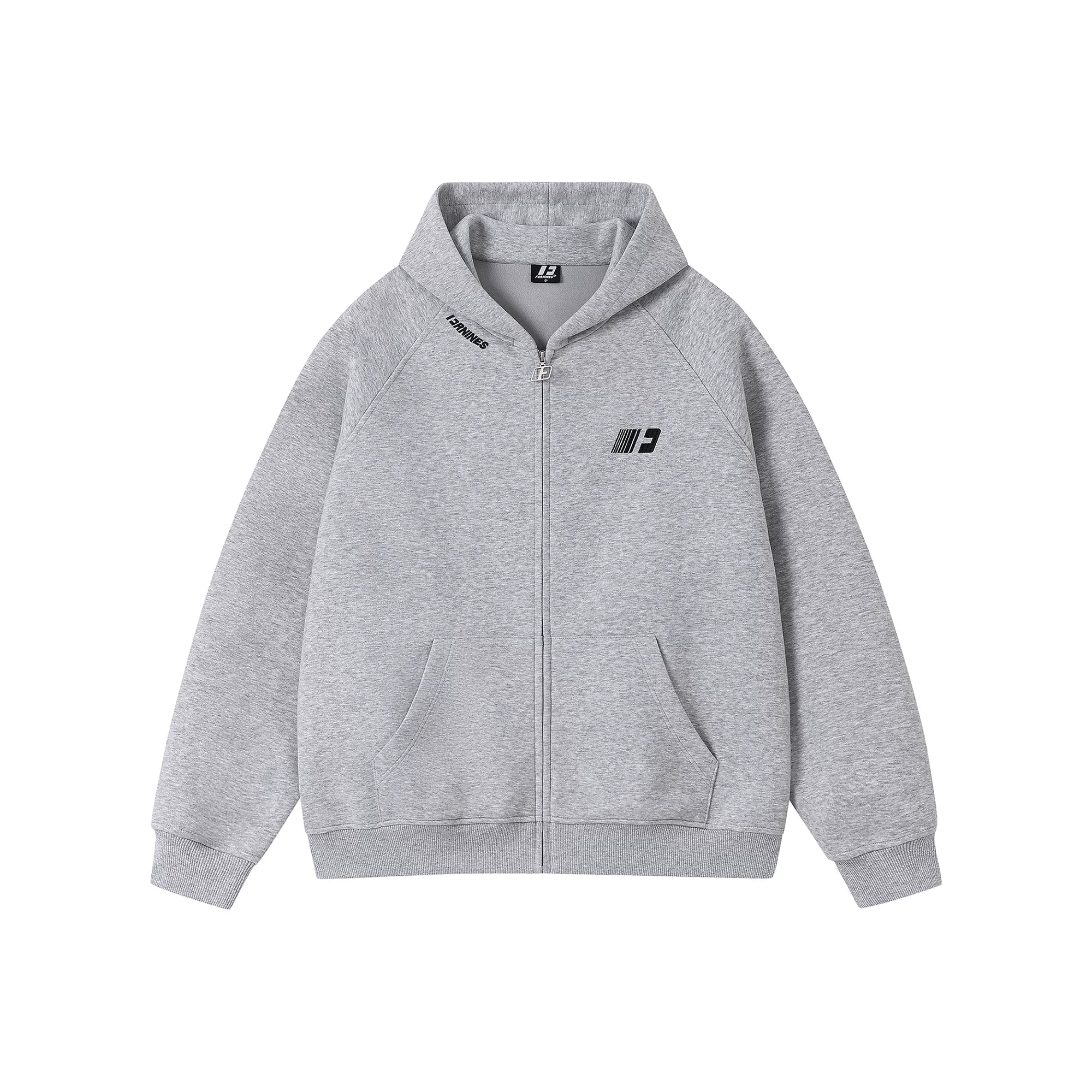 Kybecs | Embroidered Hooded Zip Cardigan Loose Casual Jacket Unisex