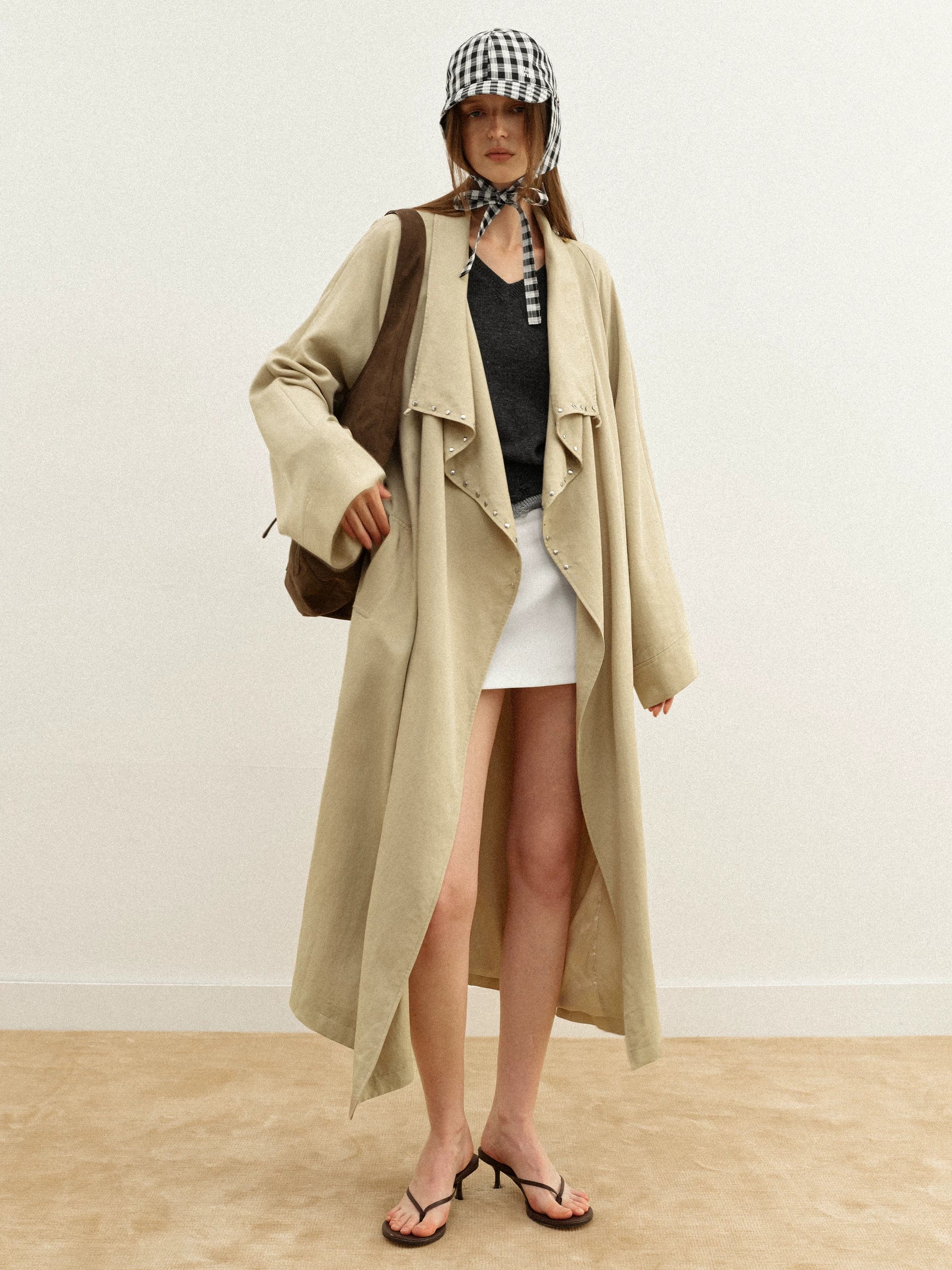 Kybecs | Women’s Tencel Blend Two-Way Lightweight Trench Jacket with Asymmetrical Collar