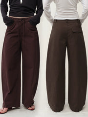 Kybecs| Women’s Cotton Low-Waist Drawstring Casual Pants – Loose-Fit Wide-Leg Banana Trousers