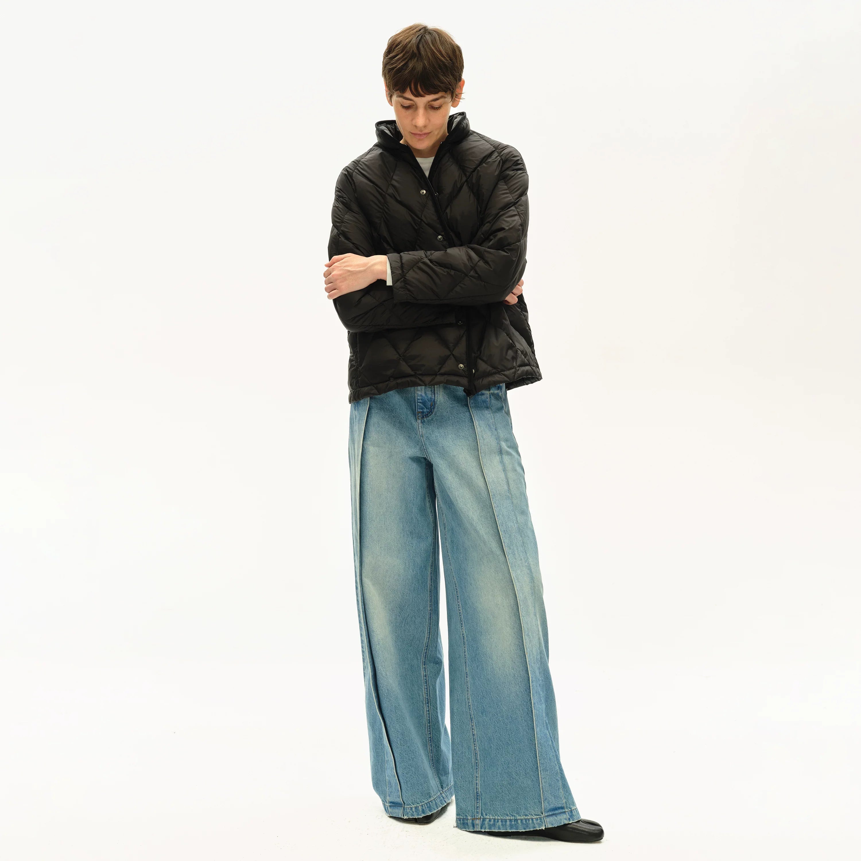 Kybecs| Women’s Loose-Fit Cotton Wide-Leg Jeans – Light-Washed Distressed Retro Straight Pants