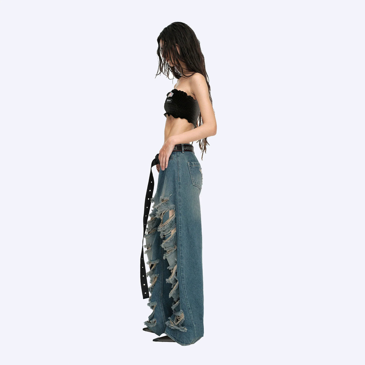 Kybecs| Women’s Ripped Wide-Leg Jeans – Retro Washed Distressed Summer Pants