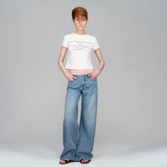 Kybecs| Women’s Summer Low-Waist Loose Fit Straight Denim Trousers – Vintage Washed Light Blue