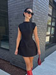 Kybecs| Short Sleeve High Waist Mini Dress for Women – Slim Fit Summer Style