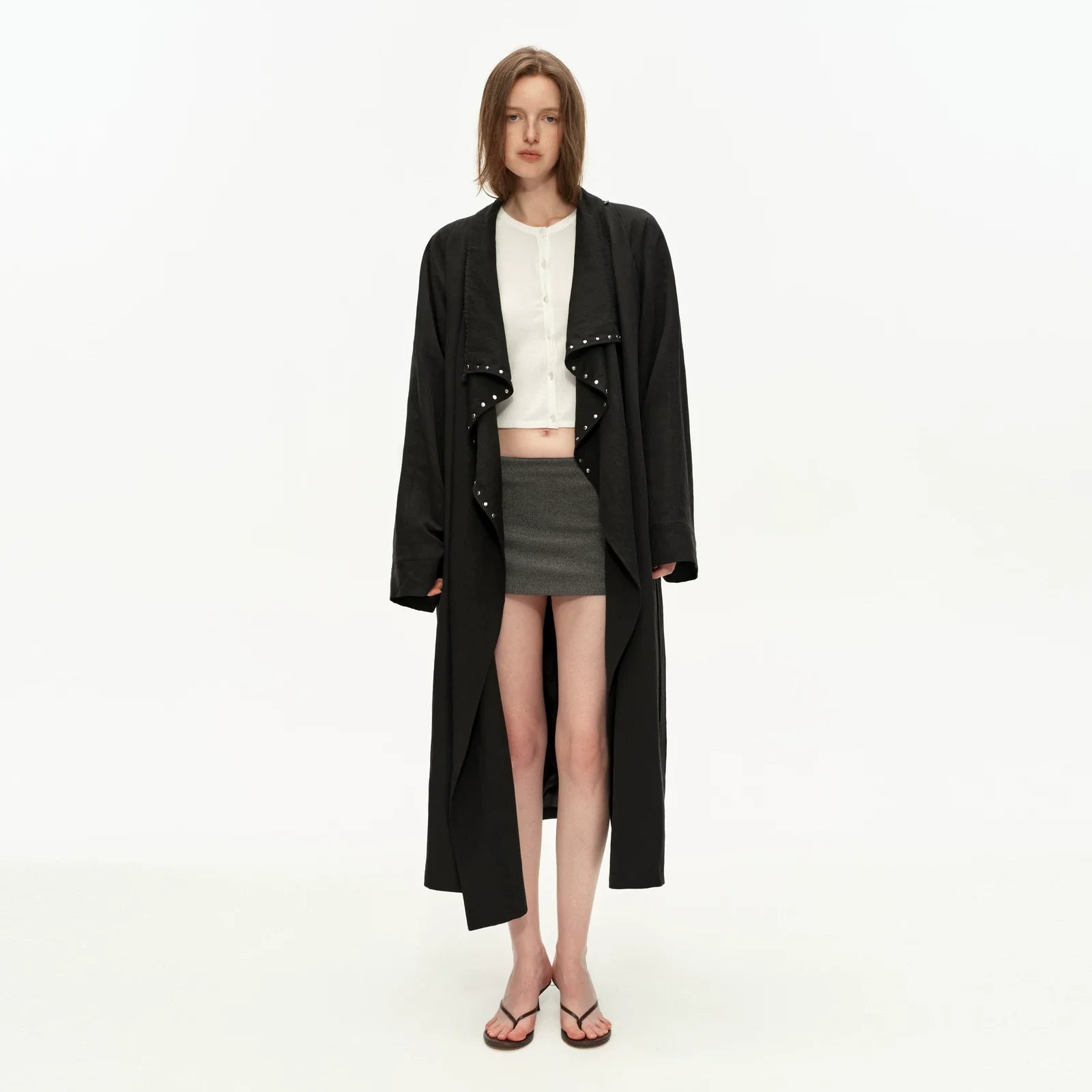 Kybecs| Women’s Draped Long Trench Coat – Elegant Oversized Outerwear