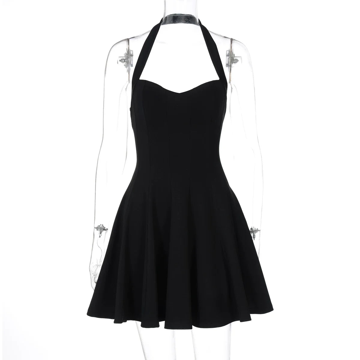 Kybecs | Sexy One-Shoulder Zip Backless Halter A-Line Mini Dress