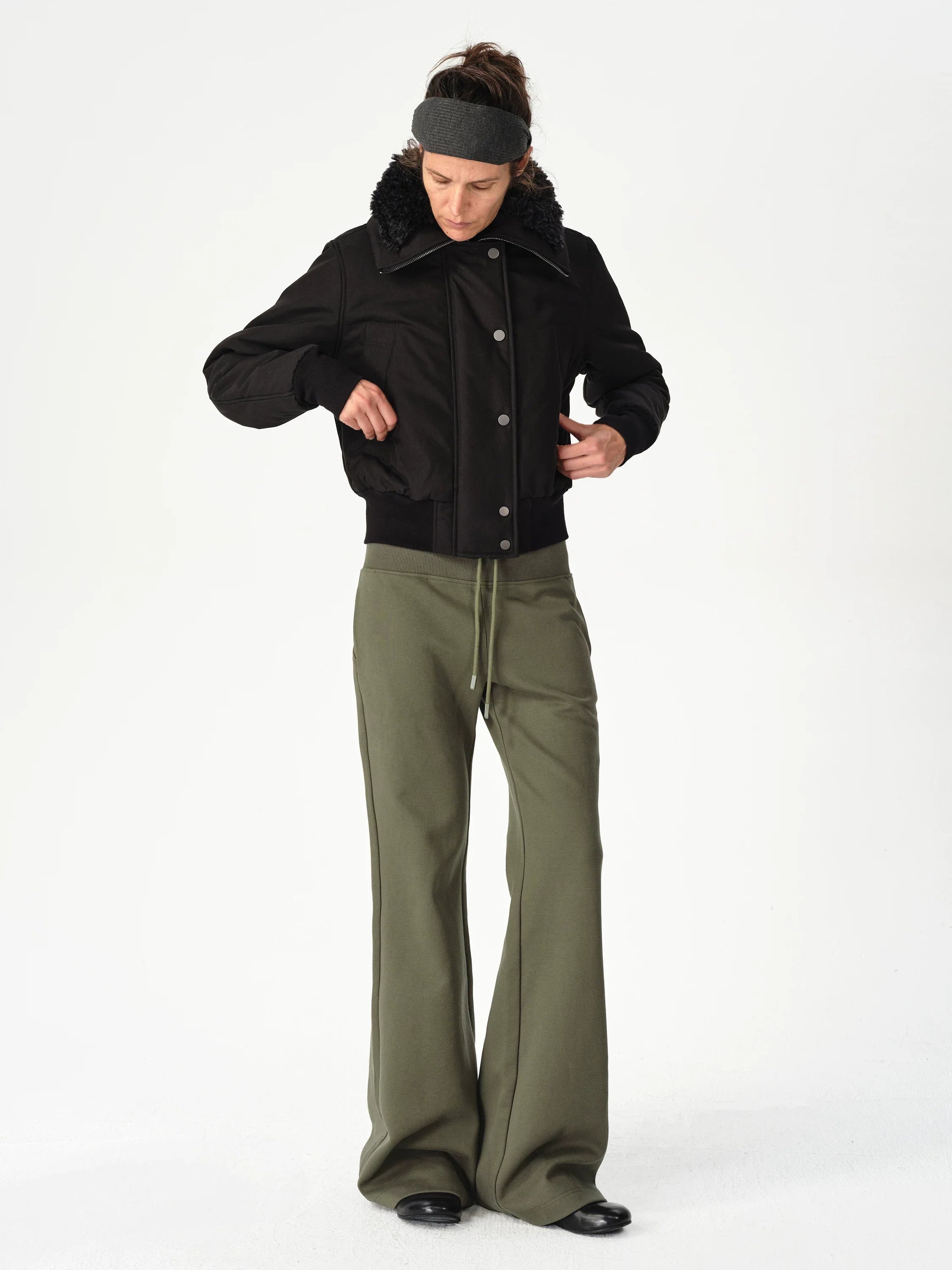 Kybecs| Women’s Casual Wide-Leg Drawstring Pants – Elastic Waist Loose Fit Trousers in Olive Green