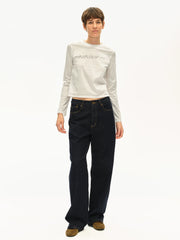 Kybecs| Women’s Vintage Dark Blue Low-Rise Straight Jeans – Loose-Fit Raw Denim for Spring & Summer