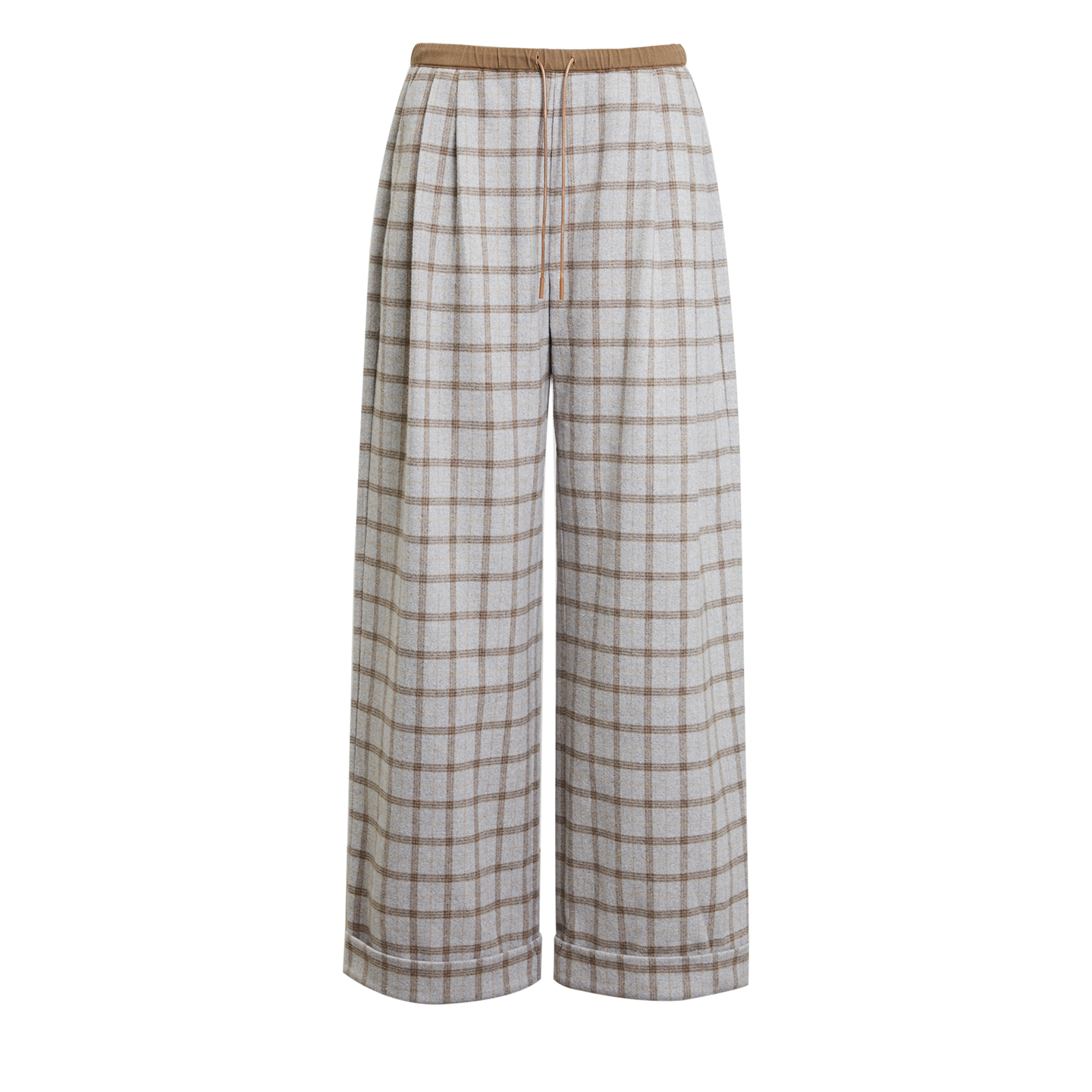 Kybecs| Women’s Woolen Plaid Wide-Leg Trousers – Loose Slimming Straight-Leg Pants for Fall & Winter