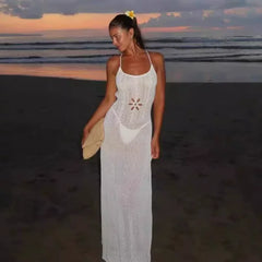 Kybecs| Floral Cutout Strappy Backless maxi Dress for Women – Slim Fit Summer Beach Style