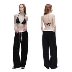 Kybecs| Women’s Double-Waist Drawstring Casual Sports Pants – Loose-Fit Wide-Leg Banana Sweatpants