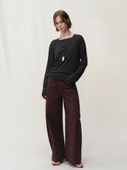 Kybecs| Women’s Cotton Low-Waist Drawstring Casual Pants – Loose-Fit Wide-Leg Banana Trousers