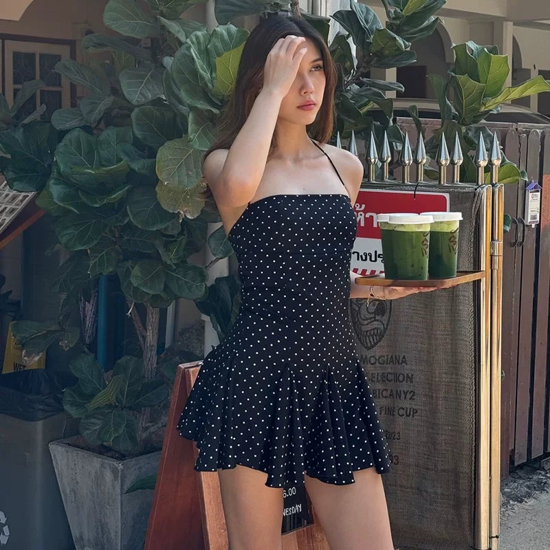 Kybecs | French Holiday Tube Top Slimming Waist mini Skirt Dress
