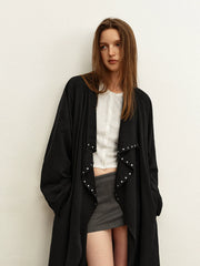 Kybecs| Women’s Draped Long Trench Coat – Elegant Oversized Outerwear