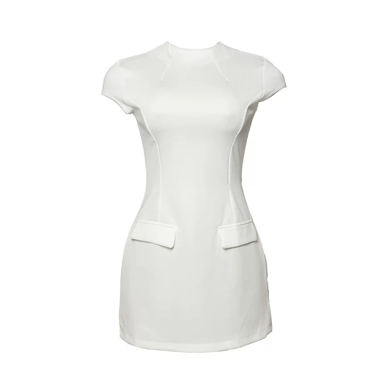 Kybecs| Short Sleeve High Waist Mini Dress for Women – Slim Fit Summer Style