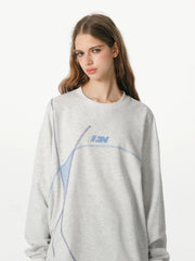 Kybecs | Contrast Line Waffle Sweatshirt Embroidered Sports Casual Long Sleeve