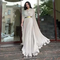 Kybecs| Solid Color Batwing Sleeve Lace-Up Waist Dress for Women – Elegant Slimming Autumn Style