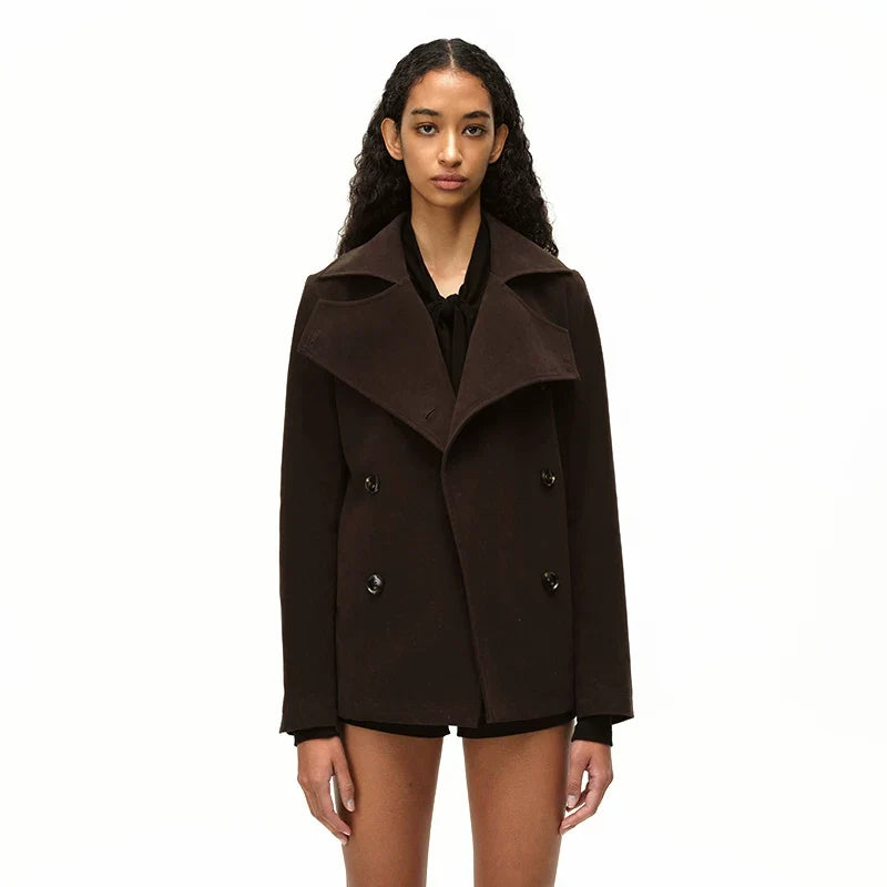 Kybecs| Women’s Brown Washed Faux Suede Short Trench Coat – Casual Short Outerwear