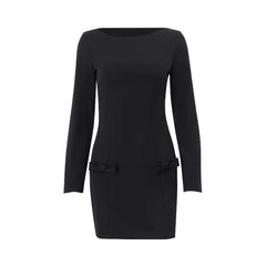 Kybecs | French Retro Red Bow Long Sleeve Mini Dress Slim Fit