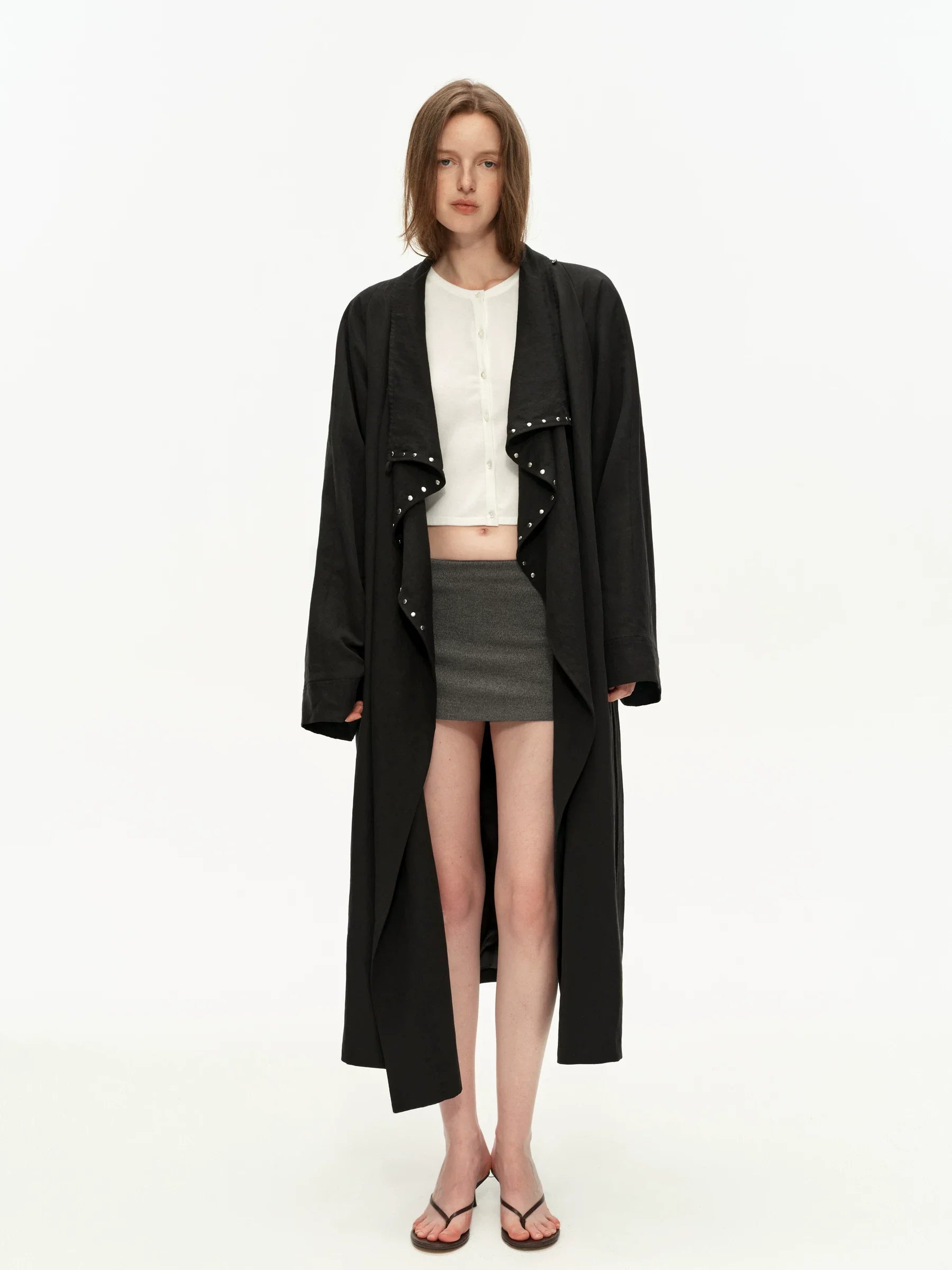 Kybecs| Women’s Draped Long Trench Coat – Elegant Oversized Outerwear