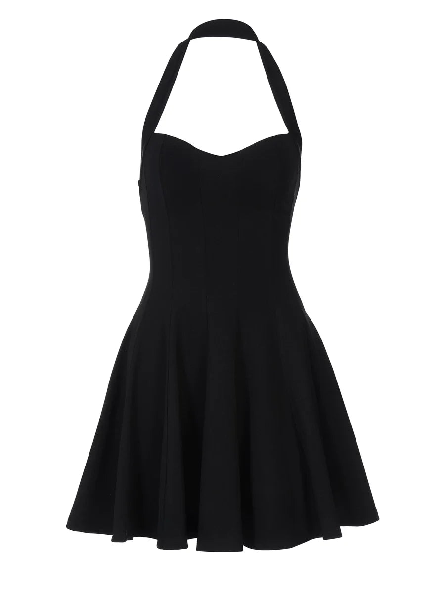 Kybecs | Sexy One-Shoulder Zip Backless Halter A-Line Mini Dress