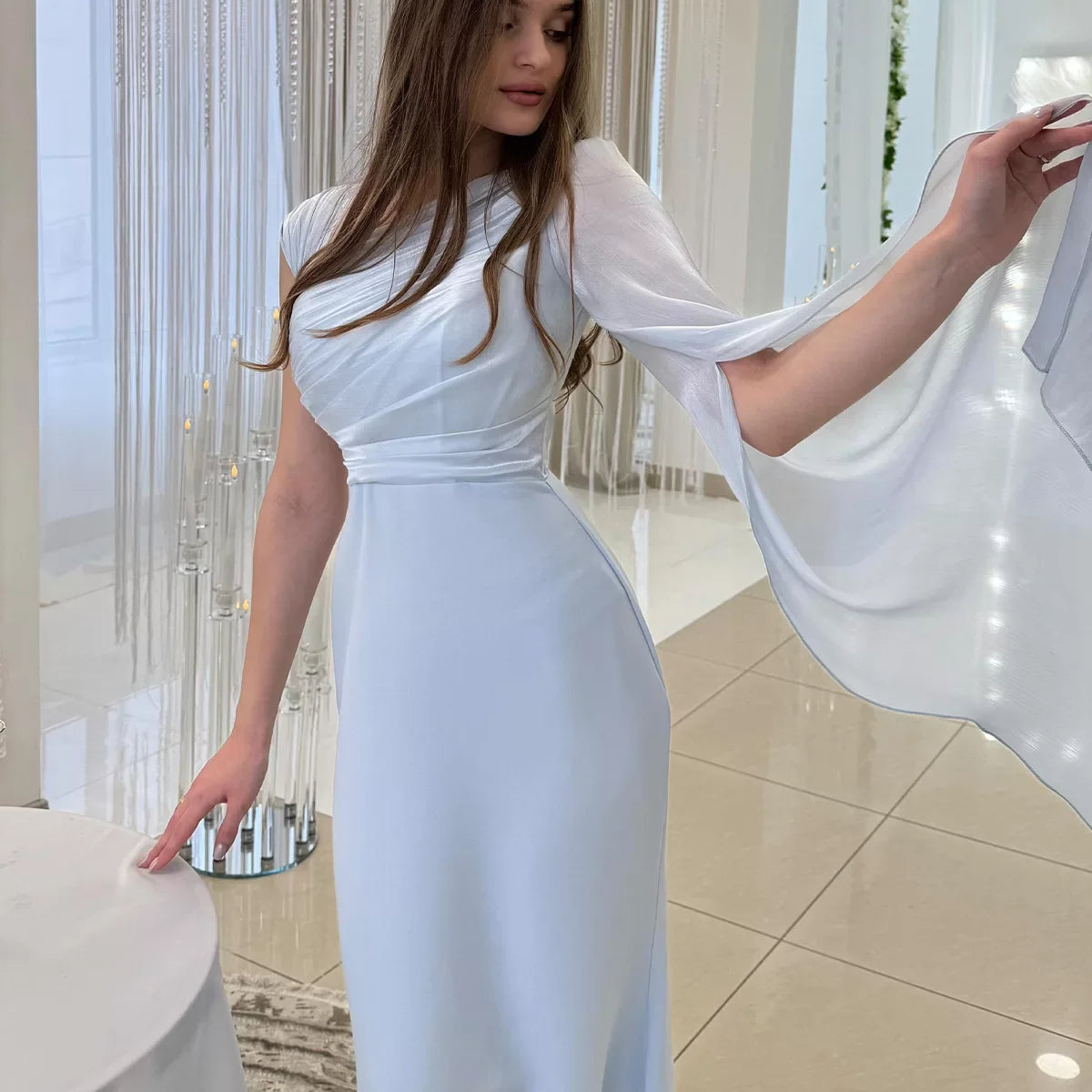 Kybecs| Single Long Sleeve Silky Maxi Dress for Women – Elegant Slim Fit Formal Style