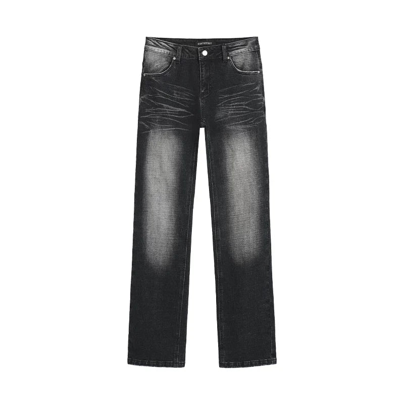 Kybecs| Women’s Black Slim-Fit Straight Denim Trousers – Slightly Stretchy Distressed Washed JeansKybecs| Women’s Black Slim-Fit Straight Denim Trousers – Slightly Stretchy Distressed Washed Jeans