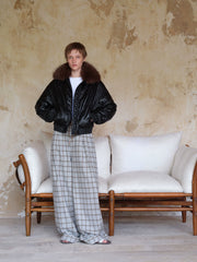 Kybecs| Women’s Woolen Plaid Wide-Leg Trousers – Loose Slimming Straight-Leg Pants for Fall & Winter