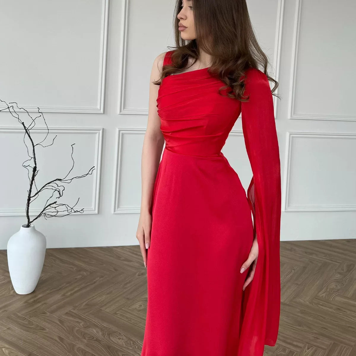 Kybecs| Single Long Sleeve Silky Maxi Dress for Women – Elegant Slim Fit Formal Style