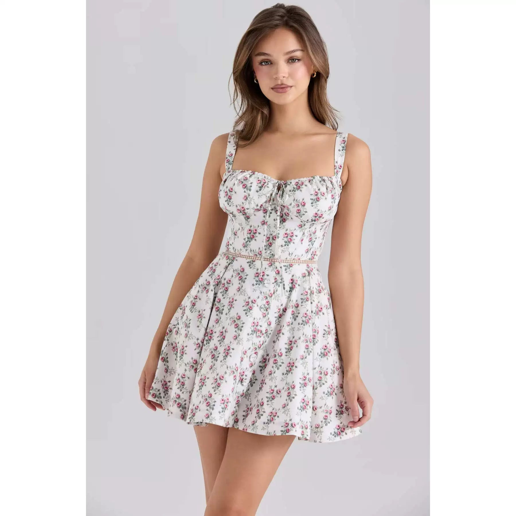 Kybecs | Resort Backless Rose Print Strappy Tube Mini Dress
