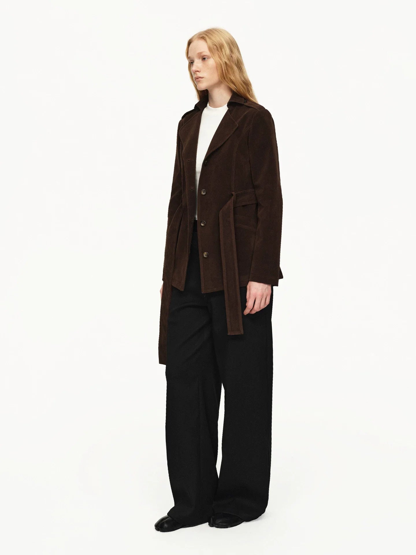 Kybecs | Women’s Brown Suede Slim Windbreaker Jacket with Lace-Up Front