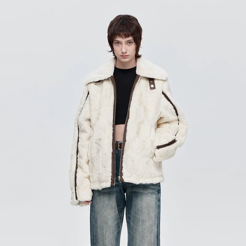 Kybecs | Women’s Faux Mink Fur Plush Jacket in White or Brown for Autumn and Winter