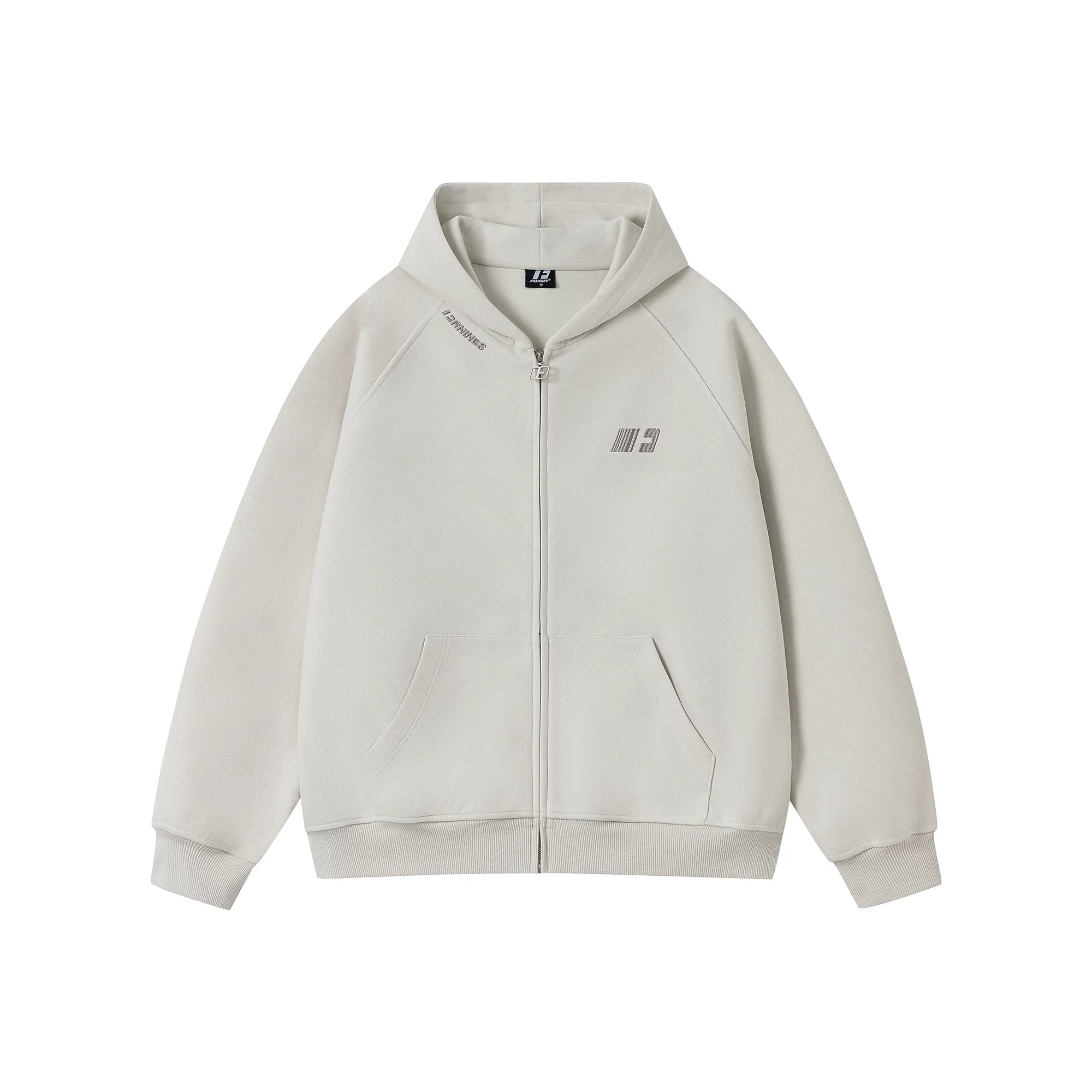 Kybecs | Embroidered Hooded Zip Cardigan Loose Casual Jacket Unisex