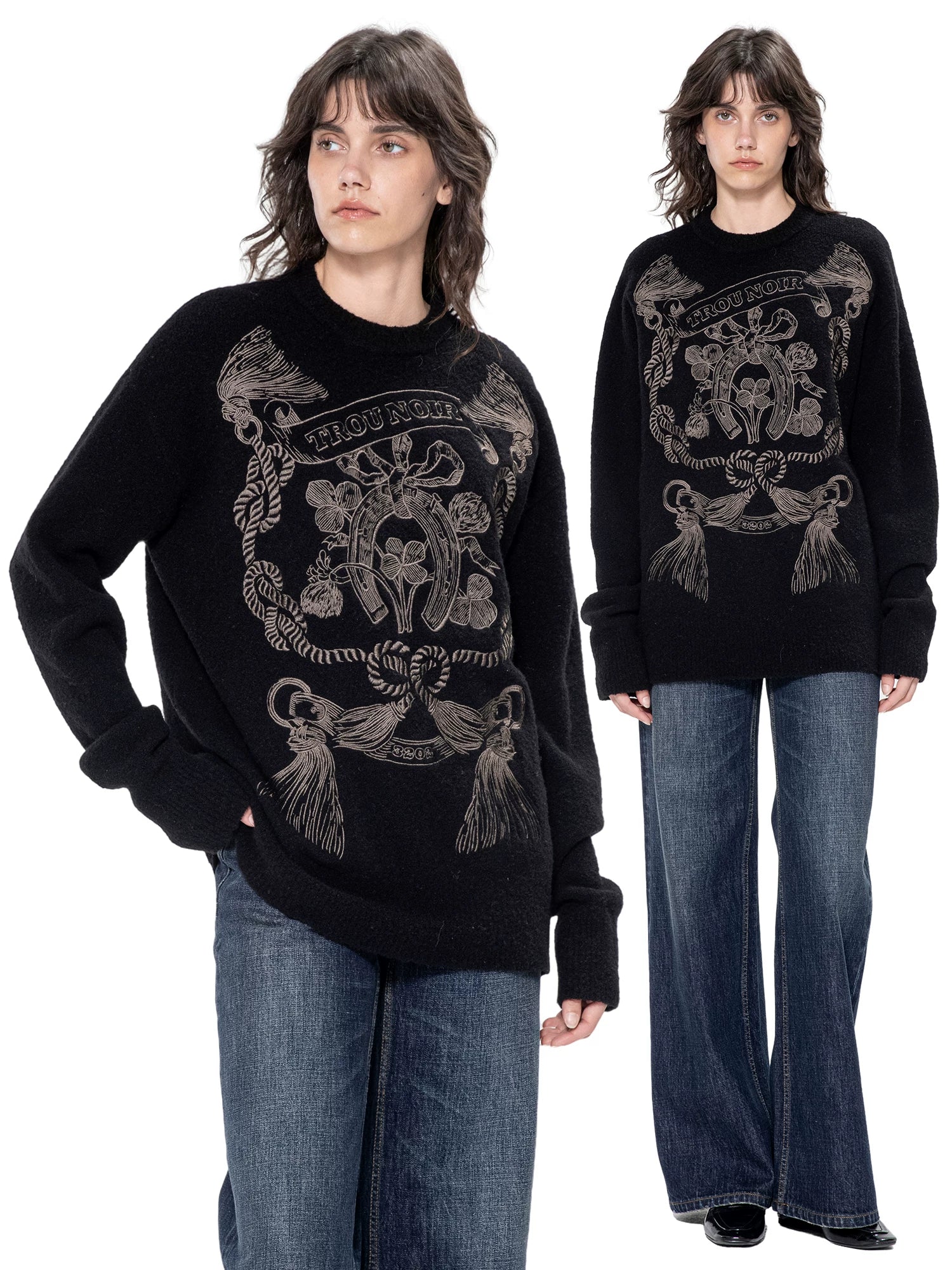 Kybecs | Autumn Winter Wool Jacquard Knit Sweater Unique Pattern Women’s Top