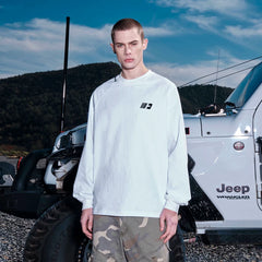 Kybecs | Embroidered Logo Heavyweight Cotton Long Sleeve Tee Men’s Casual