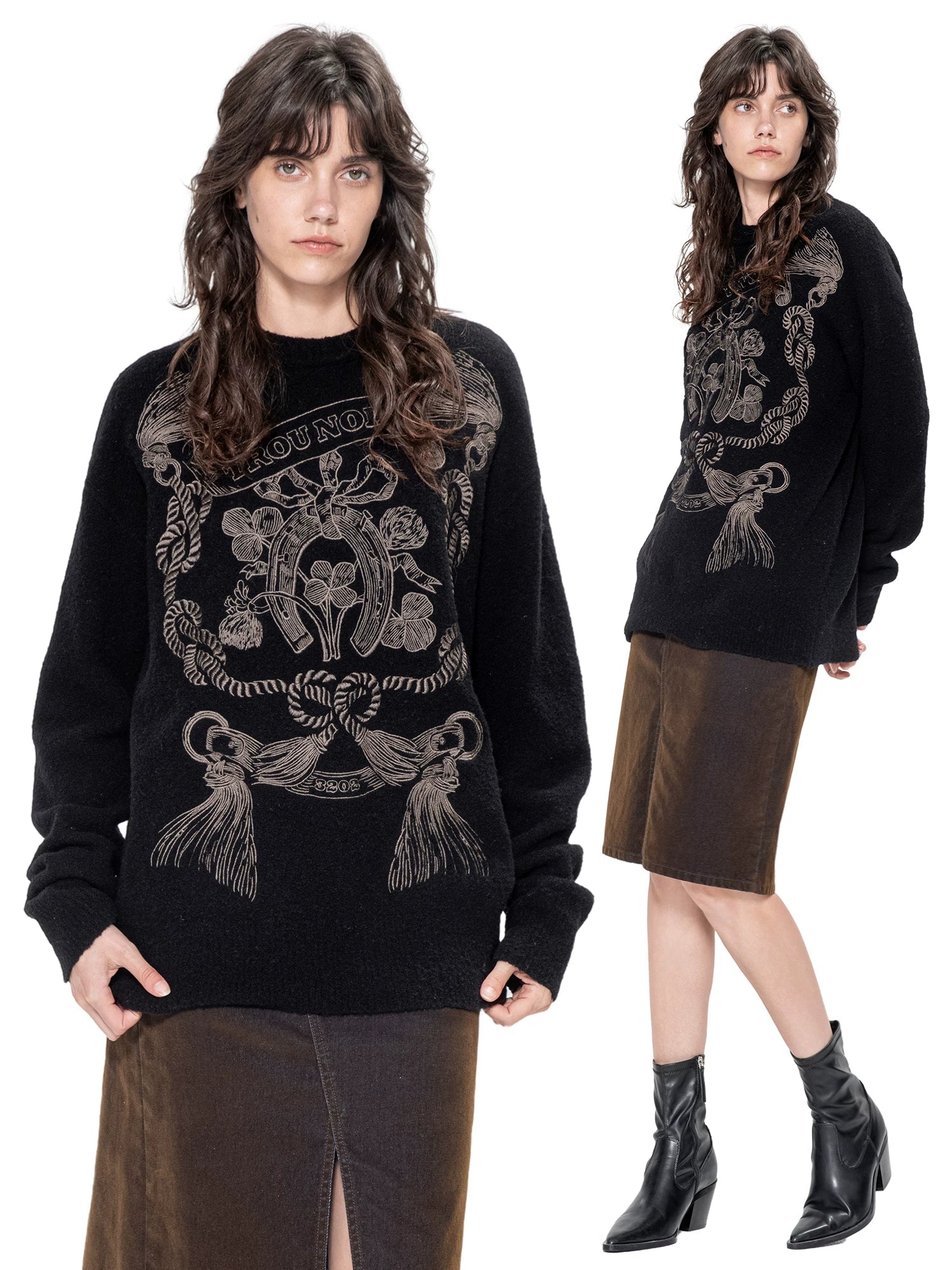 Kybecs | Autumn Winter Wool Jacquard Knit Sweater Unique Pattern Women’s Top