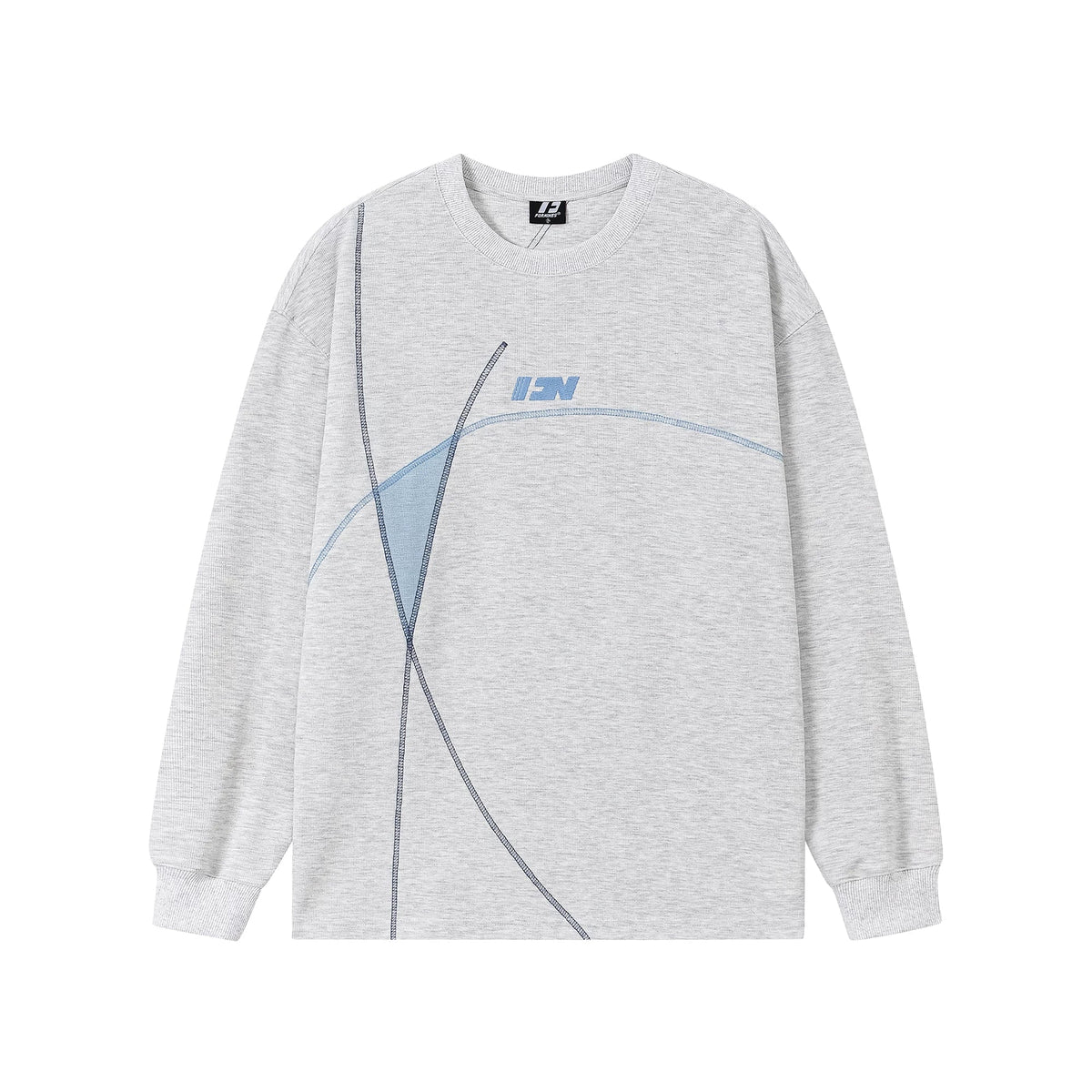 Kybecs | Contrast Line Waffle Sweatshirt Embroidered Sports Casual Long Sleeve