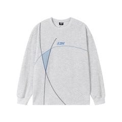 Kybecs | Contrast Line Waffle Sweatshirt Embroidered Sports Casual Long Sleeve