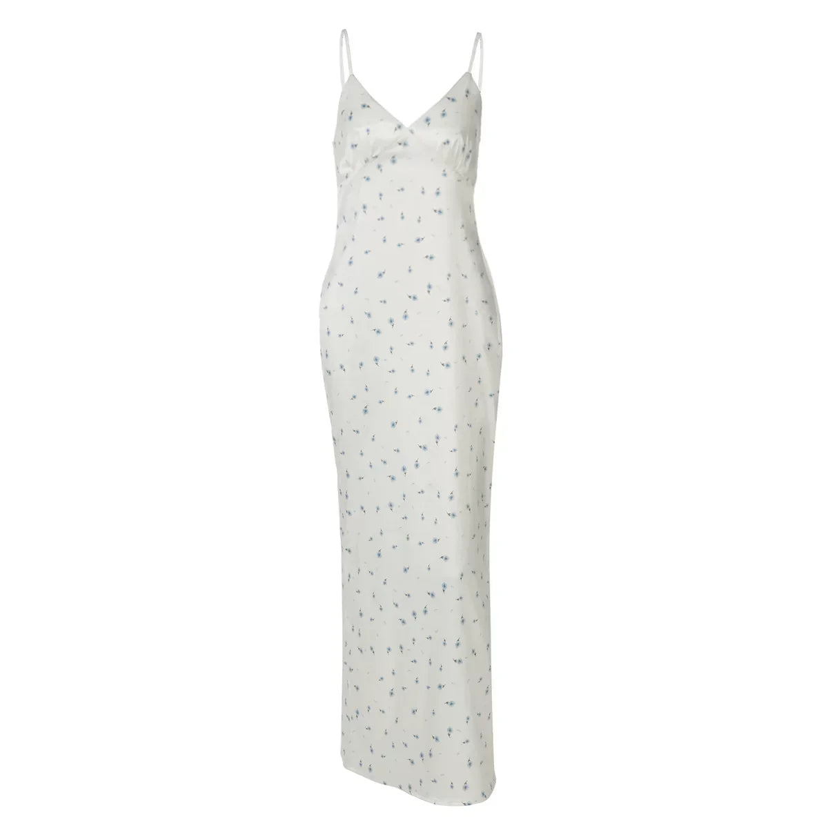 Kybecs| Small Floral V-Neck Strappy Midi Dress for Women – Slim Waist Long Skirt
