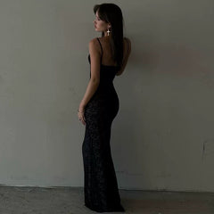 Kybecs| Lace Spliced Backless MAXI Dress for Women – Deep V Waist Slim Fit Design