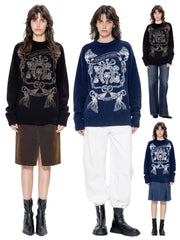 Kybecs | Autumn Winter Wool Jacquard Knit Sweater Unique Pattern Women’s Top