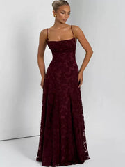 Kybecs| Jacquard Backless Strappy Midi Dress for Women – Slim-Fit Suspender Dress
