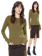 Kybecs | Autumn Winter Silk Cashmere Round Neck Slim Fit Sweater Top
