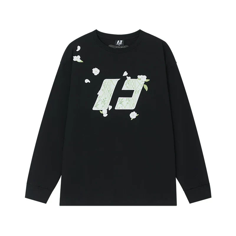 Kybecs | Chinese Style Bamboo Flower Long Sleeve Sweatshirt Unisex Couple